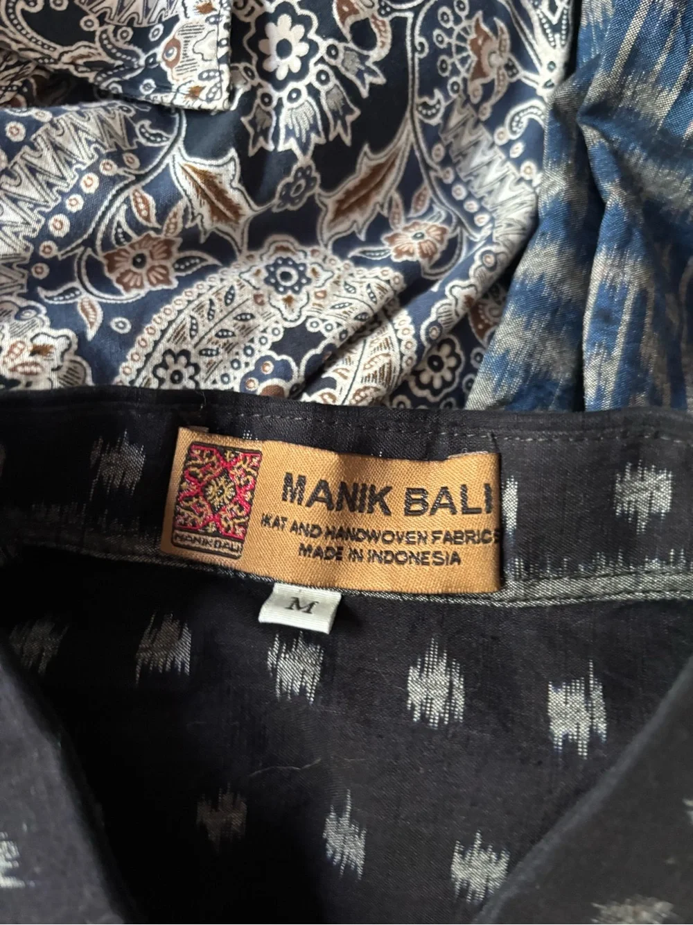 Bali Men's Casual Button-Down Shirts in Black, Blue, and Cream Paisley Set of 3